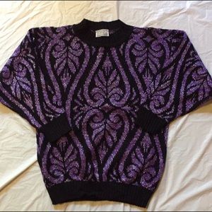 Vintage 80’s Purple And Silver Acrylic Sweater